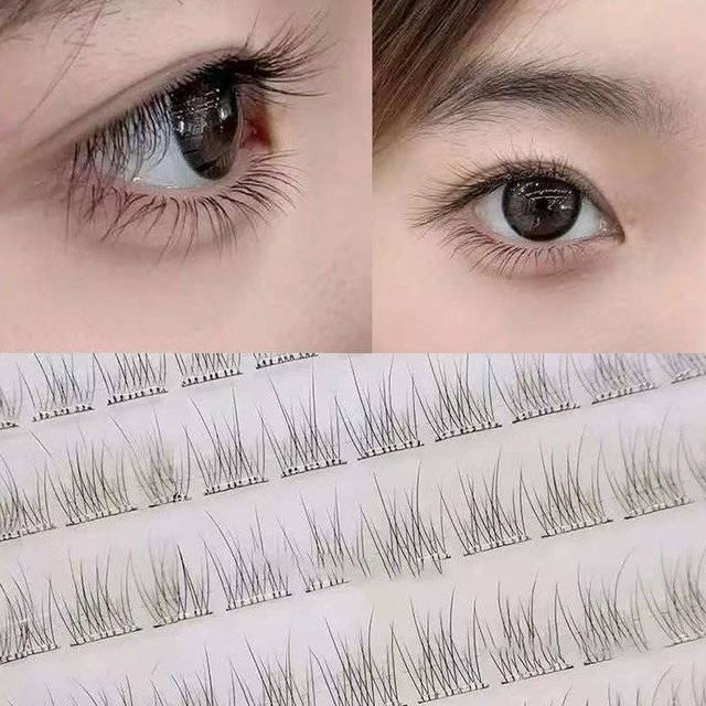 Volume False Eyelash Natural Slender Fish Tail Fake Eyelash Glue-free Individual Lashes Segmented Lash Cute Eye Makeup