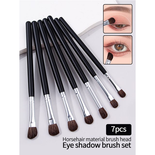 7pcs Eye Makeup Brush Pony Hair Brush Professional Eye Shadow Brush Set Soft Portable Rendering Brush Professional Beauty Tools
