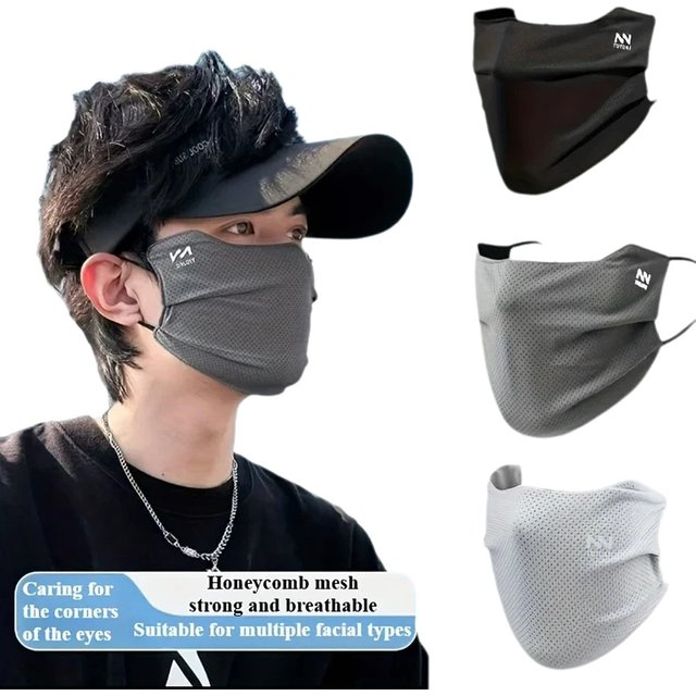 Sun Protection Face Mask For Outdoor Sports Cycling Hiking Running Men and Women Breathable Ice Silk Lightweight Face Cover