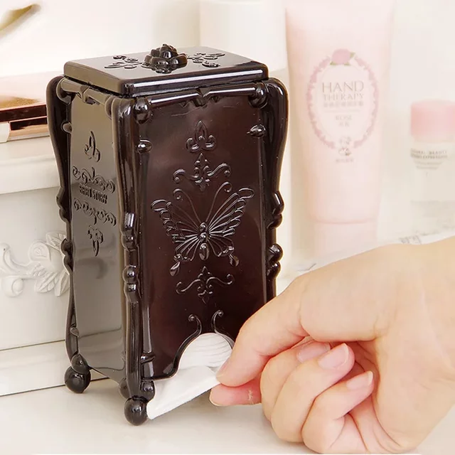 Acrylic Makeup Organizer Sponges Cotton Pad Storage Box Bathroom Cosmetic