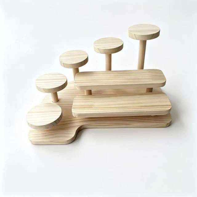 Multi-layer Solid Wood Tabletop Tiered Display Shelf For Succulent Figurines, Perfume Dolls, And Other Merchandise