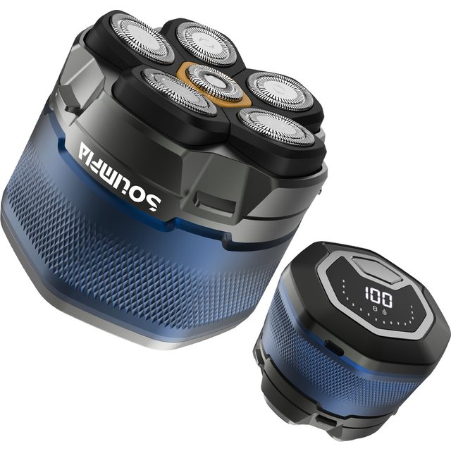 Rasoir électrique pour hommes Solimpia, doté de six têtes de rasoir, portable, avec système d’absorption magnétique et fonction de coupe de barbe polyvalente, idéal pour les têtes chauves.