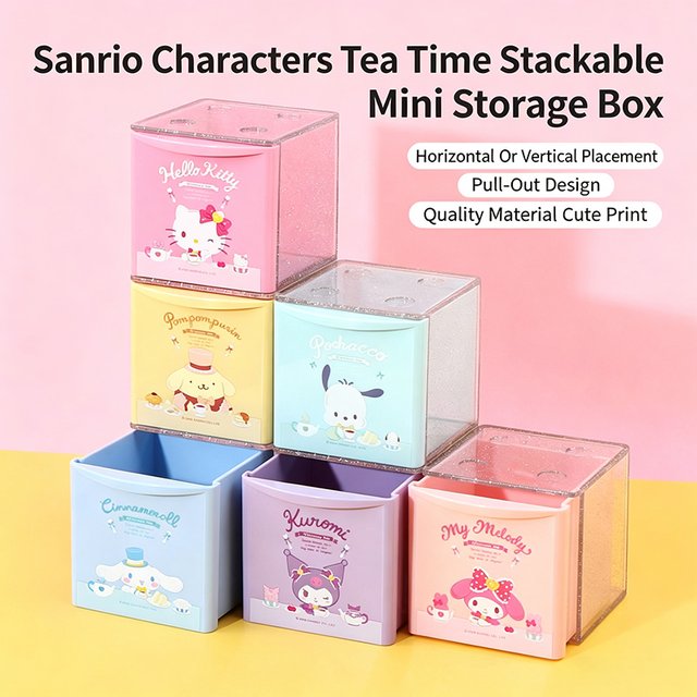 Cute Colorful Afternoon Tea Series Stackable Mini Square Storage Box Desktop Organizer Case For Cosmetics Stationery