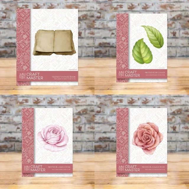Nested Blushing Rose Vintage Book 2025 NEW Cutting Dies Scrapbook Diary Decoration Stencil Embossing Template DIY Greeting Card