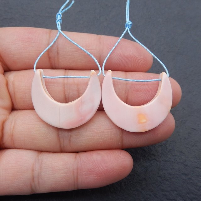 Paire de pendentifs croissant en coquillage rose, 2 pièces, perles de boucles d'oreilles en coquillage huit de Blush, composants de bijoux, 22x25x4mm, 4.8g