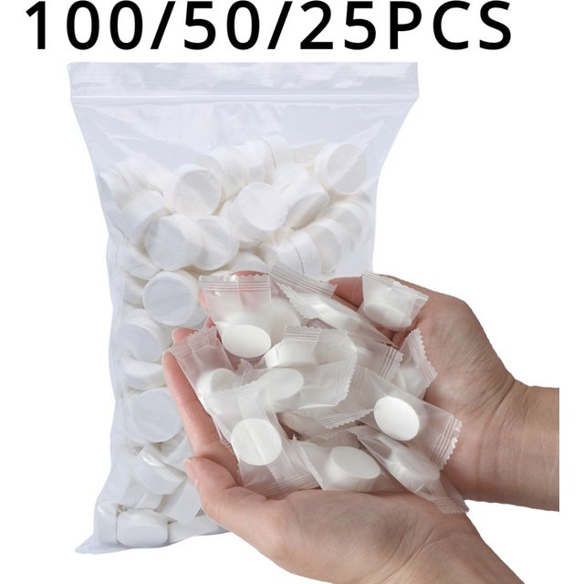 100/50/25PCS Compressed Towel Disposable Coin Face Towel Portable Makeup Cleaning Cloth Outdoor Travel Barbecue Camping Hotel