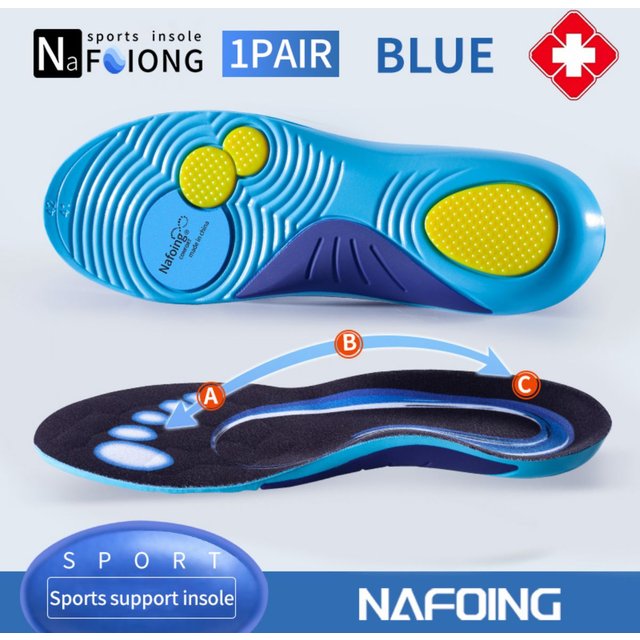 1Pair Sport Insoles for Shoes Sole Shock Absorption Deodorant Breathable Cushion Running Insoles for Feet Men Women Arch Support