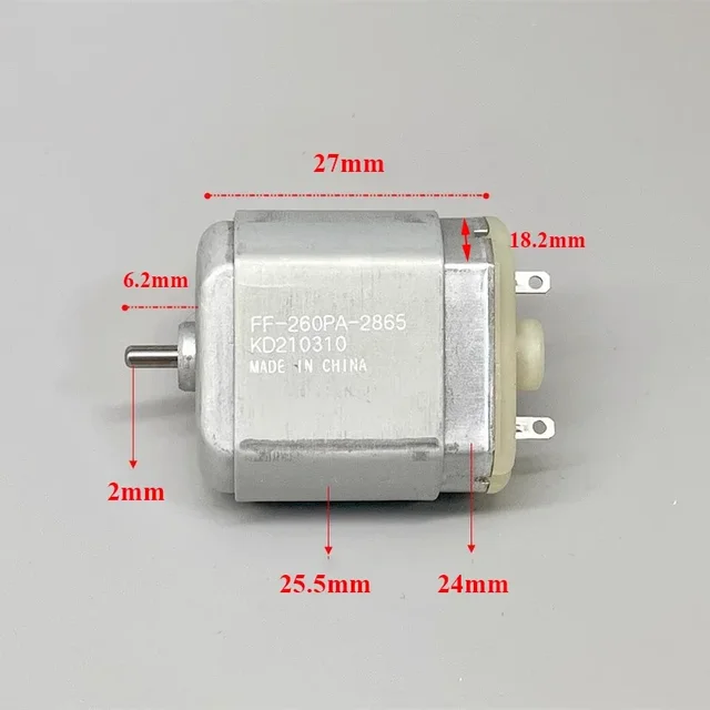 Mabuchi Micro 260 Flat Motor FF-260PA-2865 DC 2.4V 3V 3.7V 10300RPM Mini 24mm Metal Brush Motor DIY Electric Shaver Razor Toy