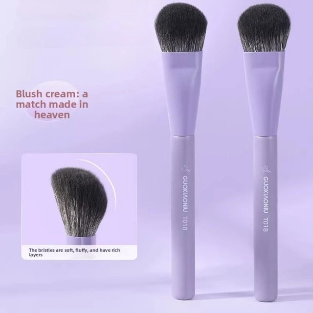 1pc Single Flat Round Tube Foundation Brush With Box Powder Blush Concealer Makeup Brush Skin-friendly Makeup Tool