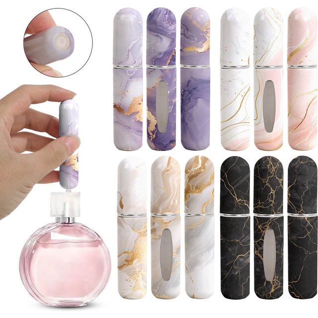 3 Piece Portable Travel Perfume Bottle Lovely Romance Collection - 5ml Portable Perfume Sprayer with Colourful Prints