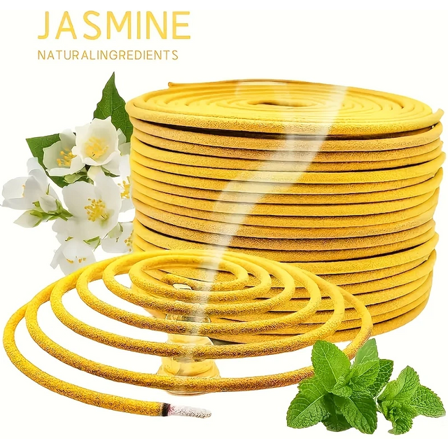 20/40/80/120 pièces, bâtonnets d’encens en spirale parfumés au jasmin, à base de plantes, utilisés pour la décoration intérieure, le yoga, la méditation, etc., et comme désodorisant.