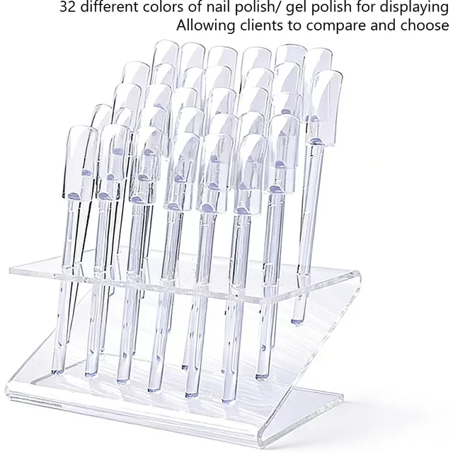 32 Tips Nail Polish Display Rack, Color Chart Display Stand for Showcasing, Gel Nail Practice Tools