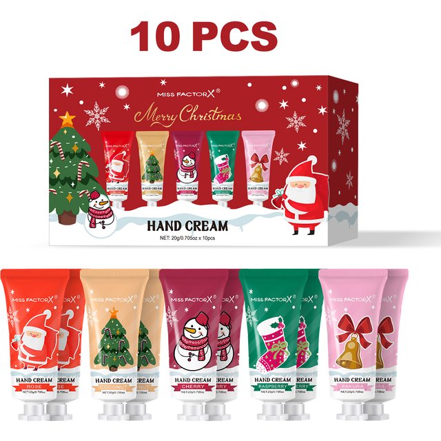 10 piece set of 5 different fragrances of Christmas hand cream - moisturizing and nourishing, suitable for dry skin