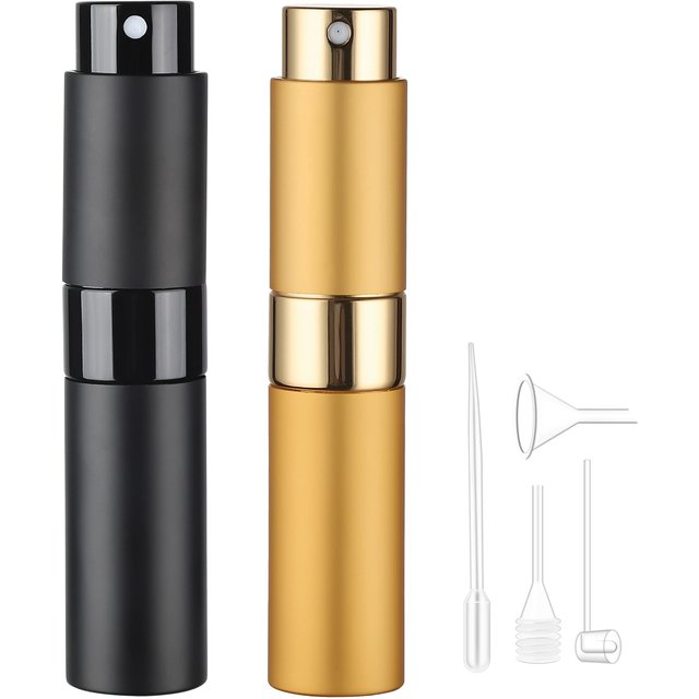 Ensemble de voyage de parfum nébuliseur de 8ML, 2 pièces + 4 accessoires, 2 flacons pulvérisateurs +