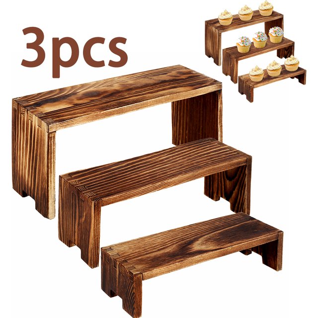 Présentoir en bois rectangulaire, 3 pièces, étagère de rangement pour figurines de parfum, présentoir de gâteaux pour décoration de fête de mariage