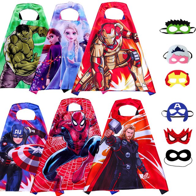 Spiderman Iron Man enfants Cape Cosplay Costume mascarade enfants masque Cape Hulk Thor Cape