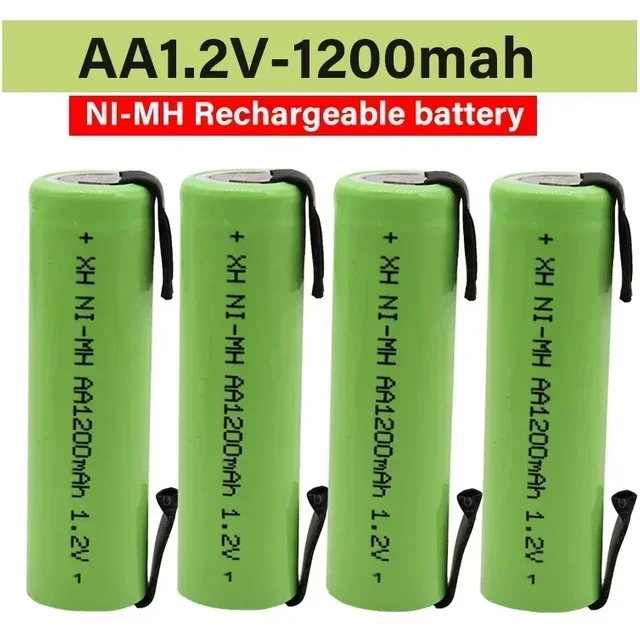 AA 1.2V 1200mAh Rechargeable Battery, Nickel Hydrogen Battery with Welding Needle, DIY Electric Toothbrush Battery, Shaver