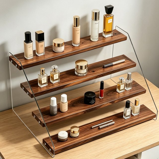 Clear Acrylic Stepped Display Stand – Tiered Organizer for Blind Box Figures, Cosmetics, Perfumes, and Collectibles