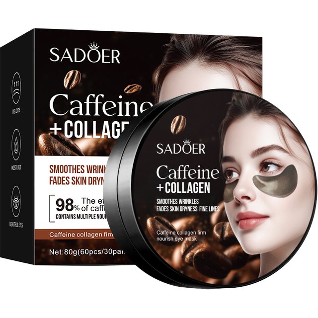 60pcs SADOER Caffeine Crystal Collagen Eye Mask Anti Dark Circles Ant -Aging Anti Wrinkles Moisturizing Eye Patches Skin Care