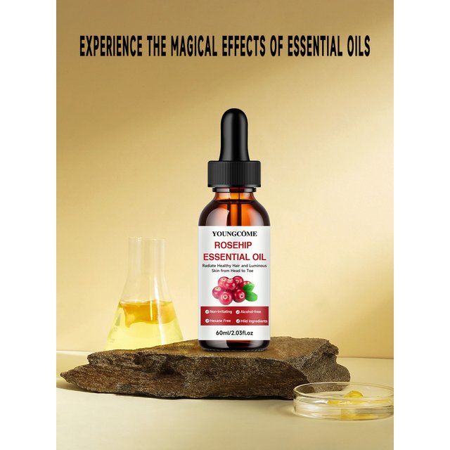 Rosehip Essential Oil Fade Fine Line Lifting Firming Repair Smooth Moisturizing Whitening Nourishing Skincare Oil for Hair, Face