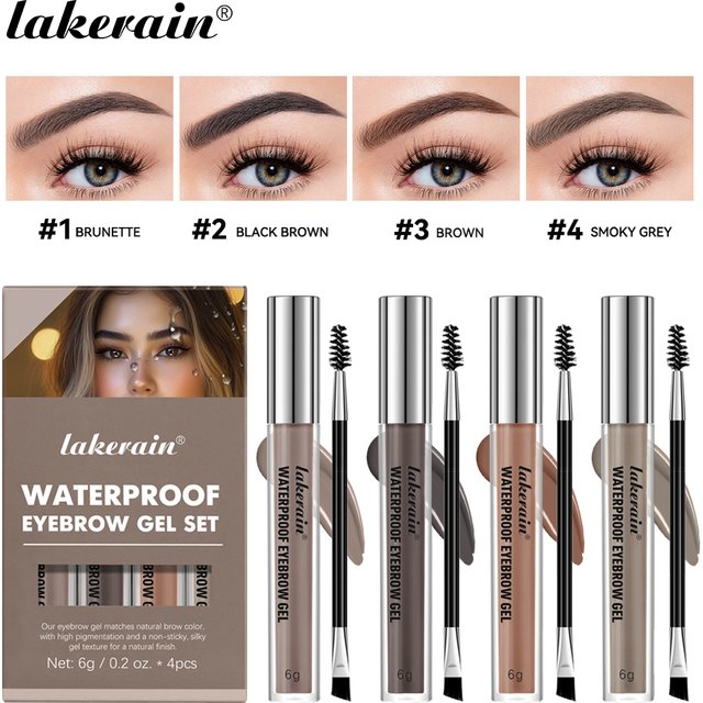 Waterproof Eyebrow Gel Set Sweat-proof Long Lasting High Pigmentation Liquid Eyebrow Tinted Natural Finish Makeup Cosmetics