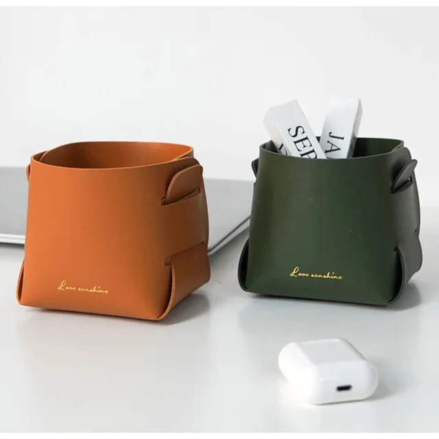 Creative PU Leather Storage Box Nordic Desktop Decorate Jewelry Keys Display Tray Makeup Organizer Container Books Plants Holder