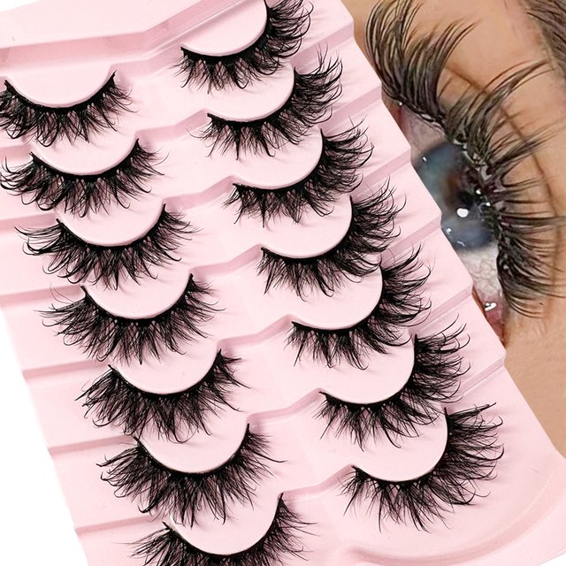 7Pairs Wet Spike Lashes that Look Like Eyelash Extensions Dramatic Faux Mink Strip Lashes Makeup False Eyelashes Supplies