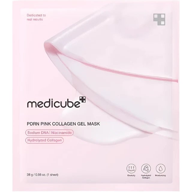 Medicube PDRN Pink Collagen Gel Mask, 2‑Pack 8 Sheets Total, Original Korean Skincare, Hydrating Firming Anti‑Age Brightening Face Mask