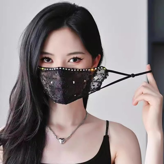 Sun Protection Mask for women, UV Protection, Summer Trendy Lace Breathable 3D Eye Protection Face Mask, Versatile and Washable