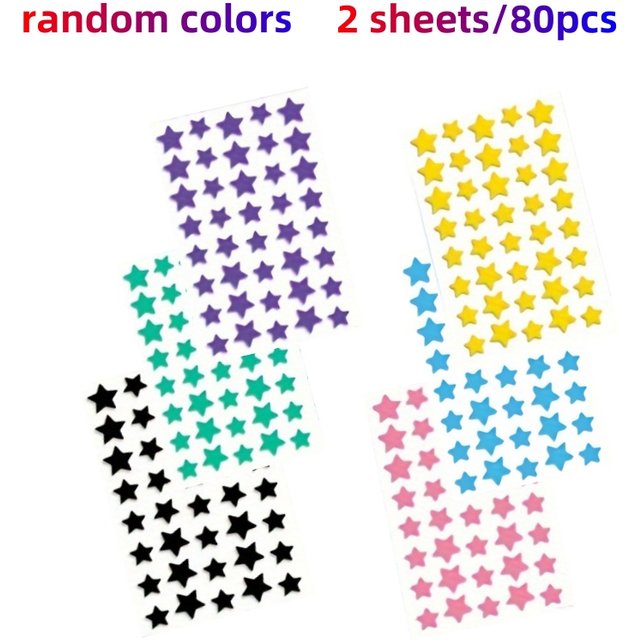 80-240-480PCS Cute Colorful Star Acne Patches 6 Styles Invisible Facial Pimple Cover Stickers,Rondom colors