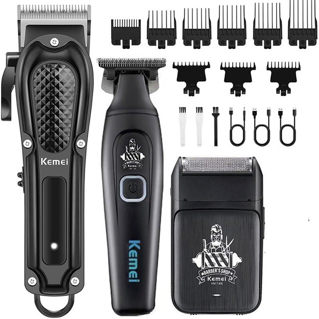 Kemei Cordless Hair Clippers for men Hair Trimmer Electric Foil Rechargeable Electric Shaver Barber Hair Cutting Grooming Kit