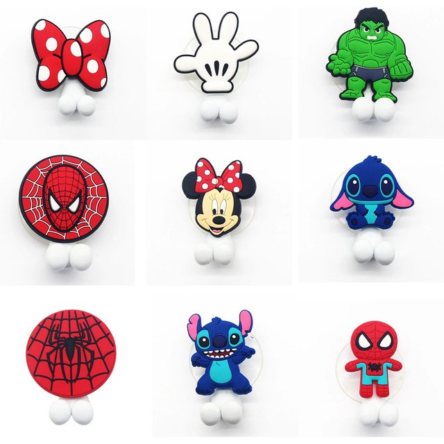 Disney Spiderman Hulk kids Toothbrush Holder Frozen Anime Figure Cartoon Wall Mounted Shelf Bathroom Toys Gifts