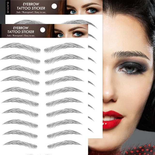 Eyebrow Makeup Tattoo Sticker Water-based Hair-liked Waterproof Long Lasting False Eyebrows Stickers for Brow Grooming Shaping