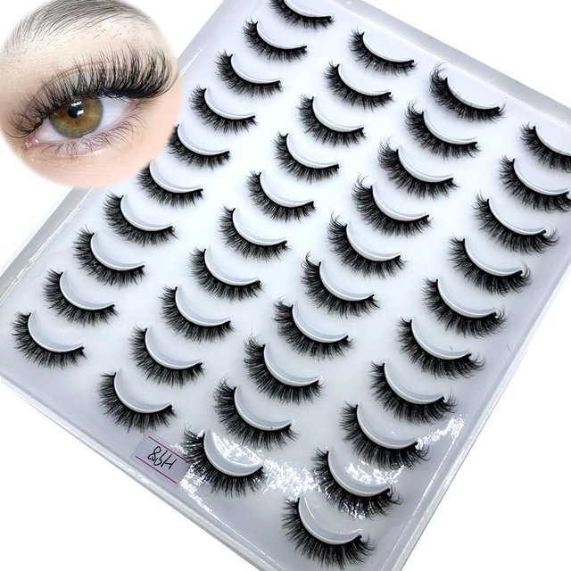 New 20 pairs fluffy faux mink eyelashes natural long false eyelash extension handmade volume 3d lashes makeup faux cils cilios