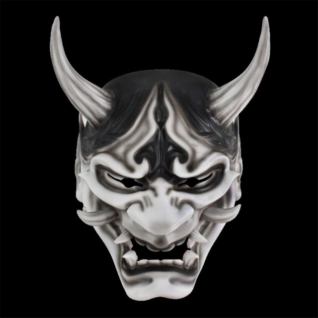 Halloween Horror Prajna Mask Japanese Cosplay Oni Samurai Mascara Masquerade Resin Mascara Wall-mounted Decor Mask Ornaments