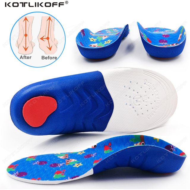 Kids Orthopedic Insoles For Flat Feet High Arch Support Correction OX-Legs Valgus Horseshoe Foot Care Deep Cup Shoes Soles Pads