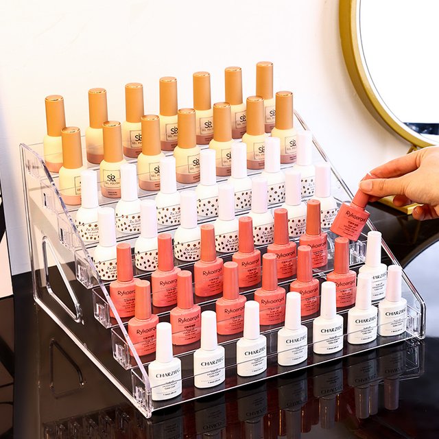 1pc Multi-Layer Acrylic Buckle Nail Polish Display Rack Transparent Ladder Type Sorting Rack Quick Installation Cosmetics Rack