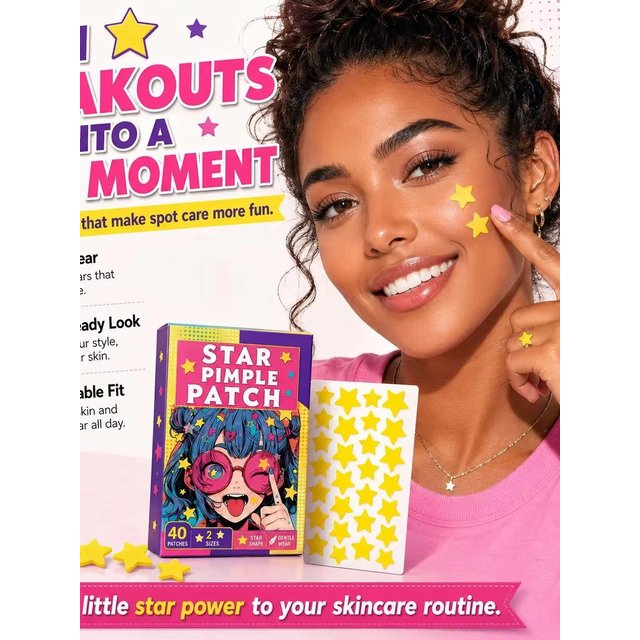 40PCS Yellow Star Hydrocolloid Acne Patches Cute Pimple Stickers Blemish Cover Spot Patch Ultra Thin Day Night Skin Care