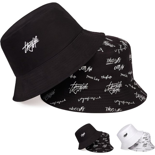 Unisex Letter Embroidery Printing Personality Bucket Hats Fishermen Caps Outdoor Casual Cap Sunscreen Hat