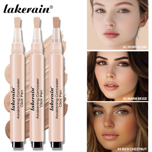 Waterproof Concealer Click Pen 3 Colors Natural Glowing Lightweight Full Coverage Sweat Proof Concealer Pencil Woman Makeup
