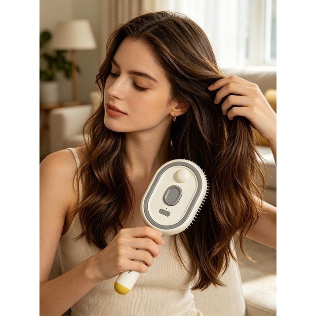 Misting Essential Oil Hair Brush Anti Static Detangling Comb Air Cushion Massage Self Cleaning Portable Gift for women