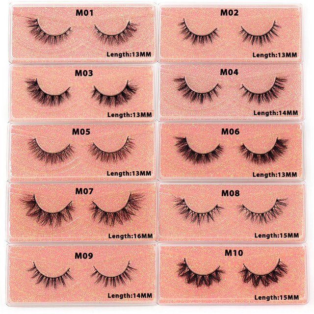 LEHUAMAO 12mm-15mm Short Natural 3D Mink Lashes Fluffy Wispy False Eyelashes 100% Cruelty Free Eyelash Extensio Face Makeup