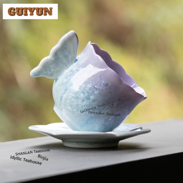 Tasse à thé Fambe au four glacé en cristal de 80ml, bol à thé élégant, pichet à eau, tasse de parfum de dégustation du thé, tasses maîtres Chazhan, cafés avec dessous de verre