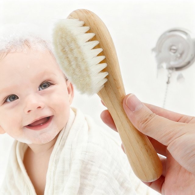 Newborn Baby Wool Baby Wooden Brush Comb Newborn Hair Brush Infant Head Massager Portable Baby Comb Hair Bath Brush Comb New