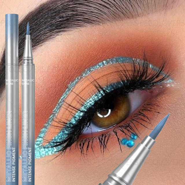 1PC Eyeliner et fard à paupières liquides scintillants - Imperméable, finition nacrée, superposable, parfait pour les festivals de musique et les mariages