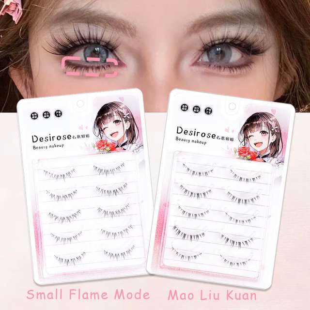 5 Pairs of Manga Eyelashes, Natural Lower Lashes, Handmade False Eyelashes with Transparent Band, Suitable for Daily Makeup