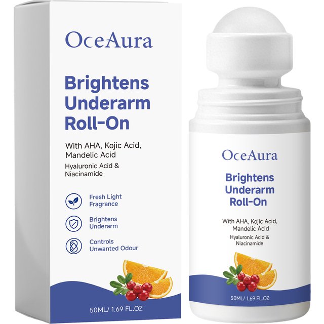 Kojic Acid Underarm Brightening Deodorant Roller Design Dark Armpits AHA Niacinamide Hyaluronic Acid Odor Refresh Underarm Care