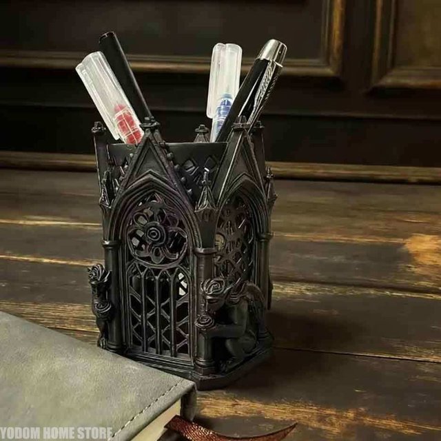3D Printed Gothic Skeleton Pen Holder for Paint Brushes, Makeup Brushes, Markers, Living Room & Desk Home Decor