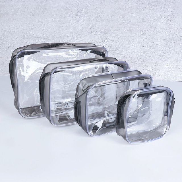 Environmental Protection Waterproof Transparent Zipper Makeup Case Toiletry Bag Cosmetic Bags Storage Pouch