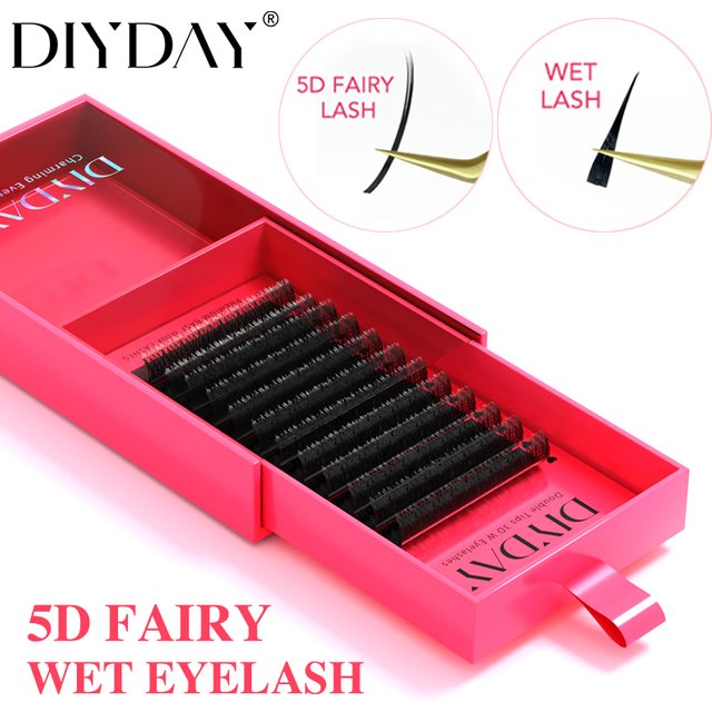 DIYDAY 5D Fairy Eyelash Extension Premade Wet Lashes Flora Mink False Eyelashes Spike Cluster for Anime Eye Makeup